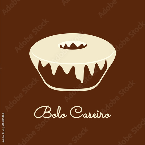 Bolo Caseiro is homemade cake in Portuguese. Cake icon vector.