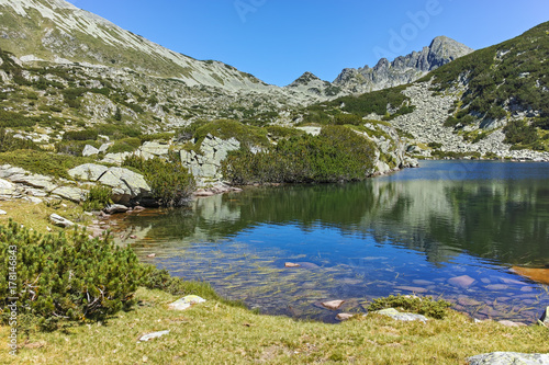 Fototapeta Naklejka Na Ścianę i Meble -  Amazing Landscape with  Valyavishko Lake and Dzhangal peak, Pirin Mountain, Bulgaria
