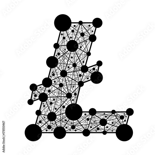 Crypto currency. Black Logo lite coin of the Web