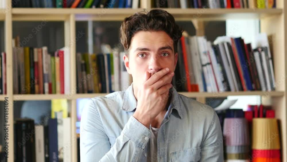 Wondering, Shocked Young Man in Office, Problem and Tragedy Wondering, Shocked Young Man in Office, Problem and Tragedy