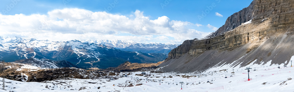 Large panorama of popular ski resort, Madonna di Campliglio, Italy
