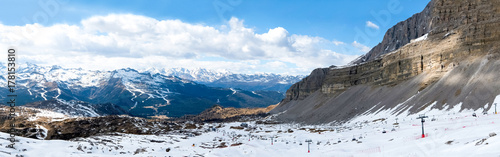 Large panorama of popular ski resort  Madonna di Campliglio  Italy
