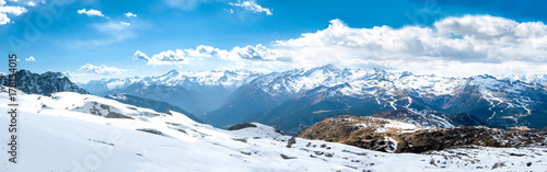 Large panorama of popular ski resort, Madonna di Campliglio, Italy photo