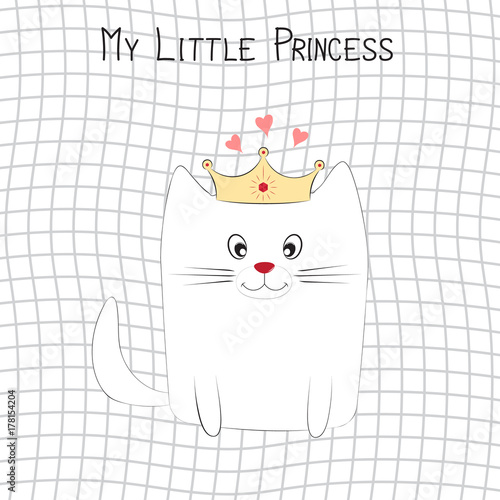 Cute fantasy little cat princess . Graphics for t-shirts.