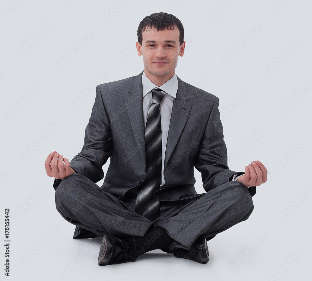 Closeup of attractive young man meditating Closeup of attractive young man meditating