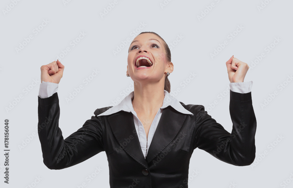 Portrait of successful winner celebrating Portrait of successful winner celebrating