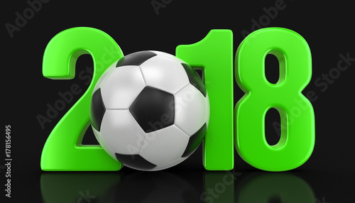 Soccer football with 2018. Image with clipping path