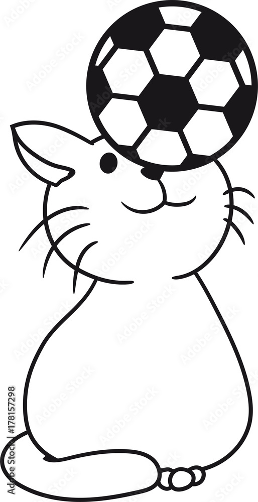 sport fussball ball spielen spaß köpfer trick klein kind baby hübsch süß  niedlich katze kätzchen comic cartoon design haustier Stock Illustration |  Adobe Stock