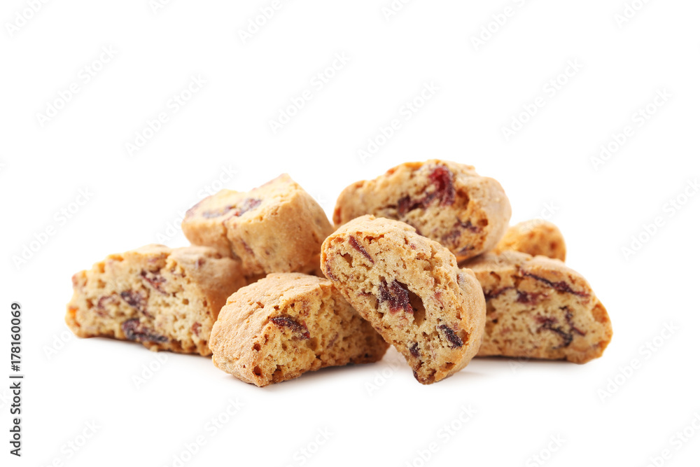 Cantuccini cookies isolated on a white background Cantuccini cookies isolated on a white background