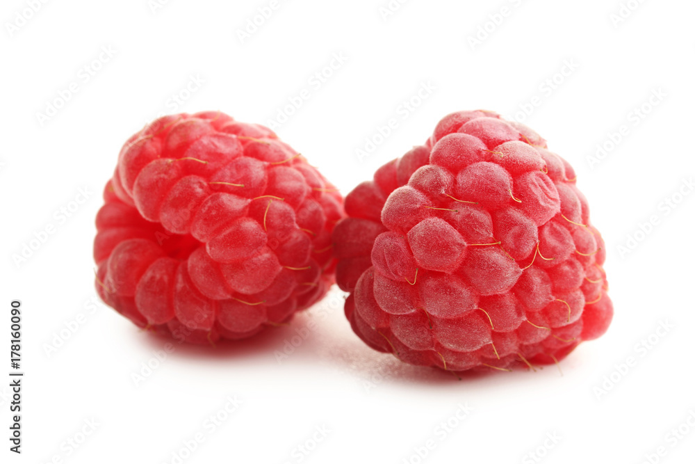 Ripe raspberries isolated on white background Ripe raspberries isolated on white background