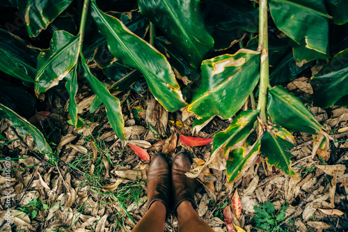 Feet wandering through the jungle