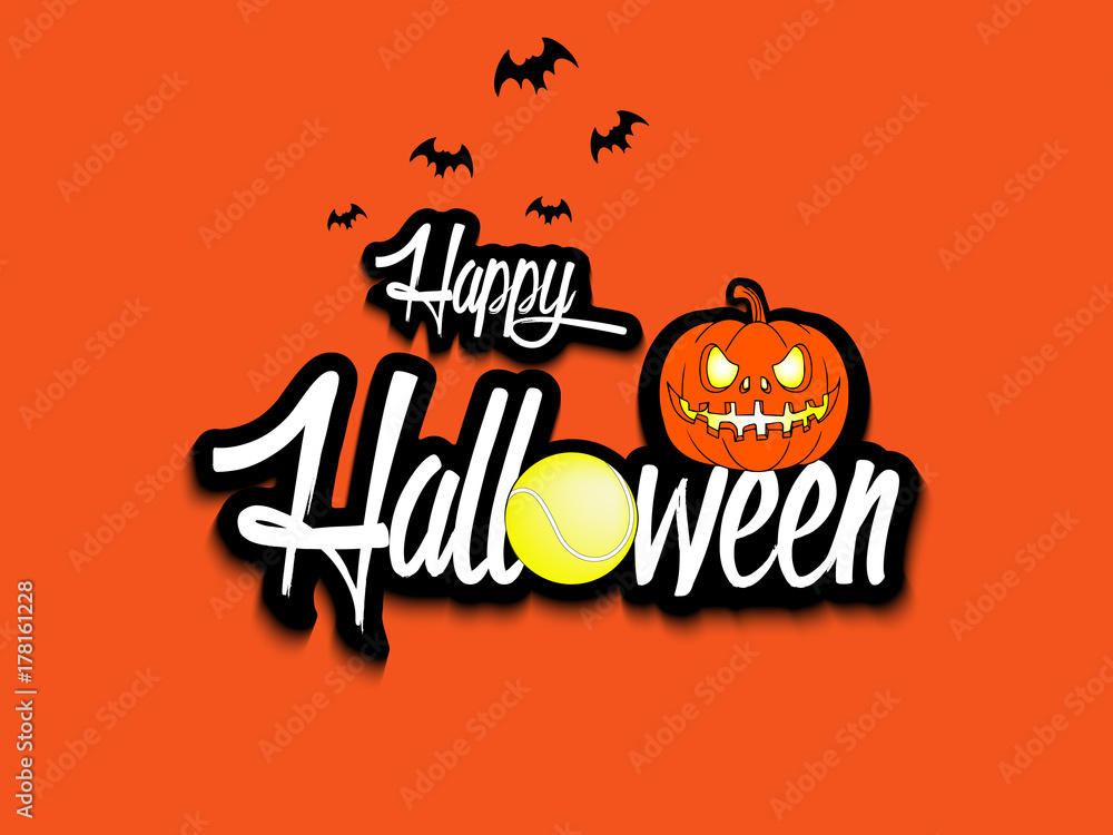 Banner happy halloween and tennis ball