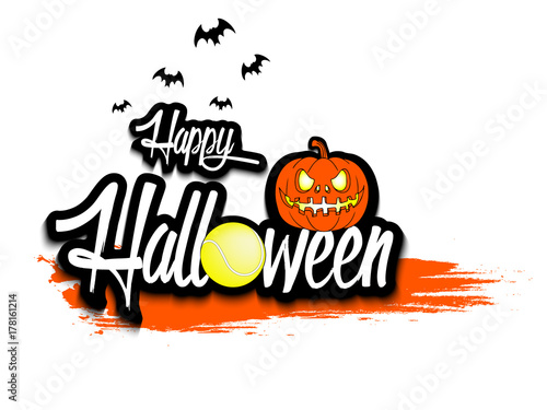 Banner happy halloween and tennis ball