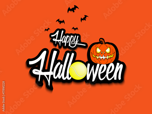 Banner happy halloween and tennis ball