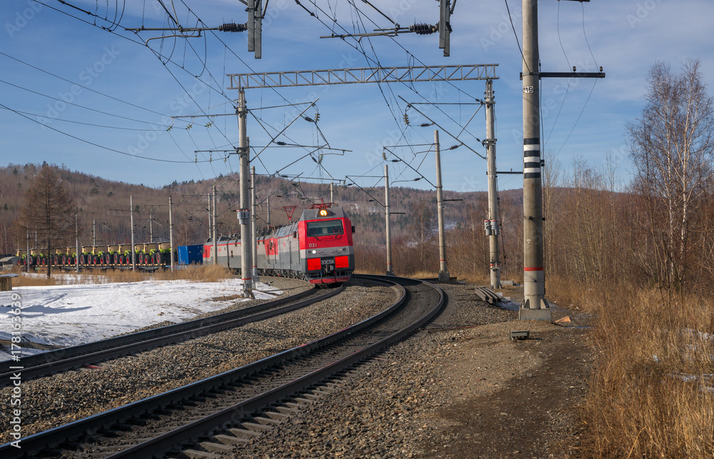 Fototapeta premium Spring on the Trans-Siberian railway