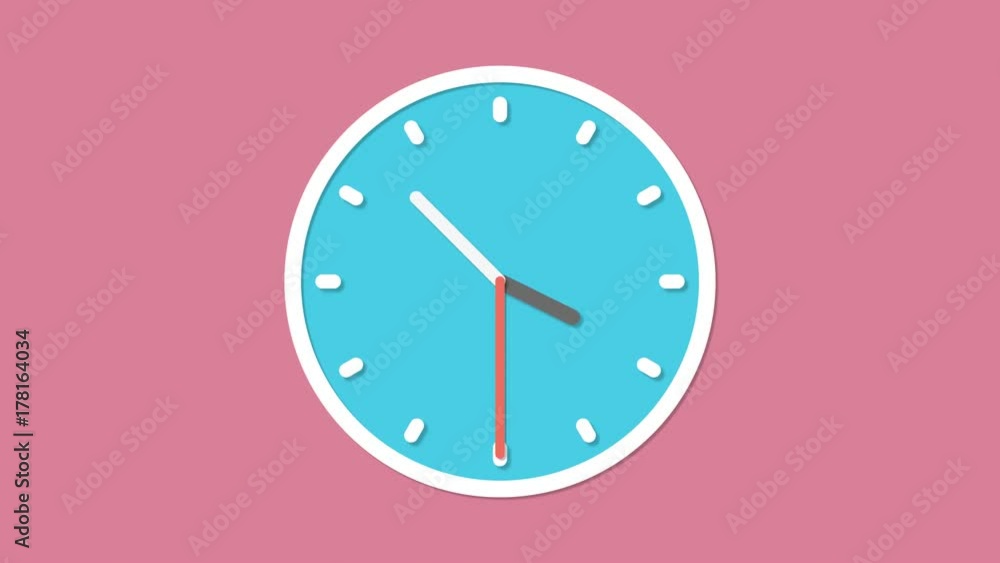 Animation Of Animated Clock Ticking showing four o'clock past 5 minutes Isolated in Pink Background Animation Of Animated Clock Ticking showing four o'clock past 5 minutes Isolated in Pink Background