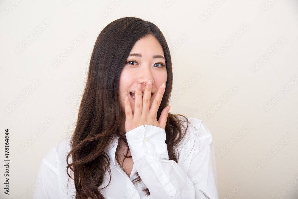 young asian woman surprising expression young asian woman surprising expression