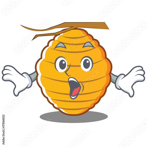 Suprised bee hive character cartoon