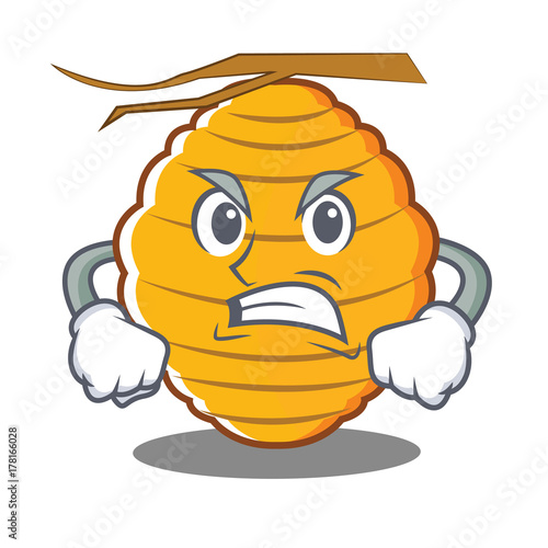 Angry bee hive character cartoon