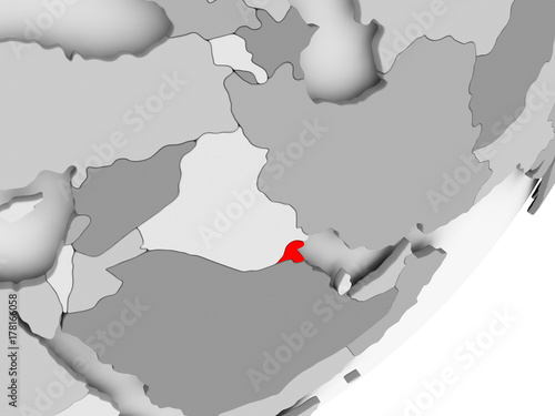 Kuwait in red on grey map