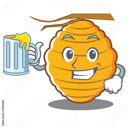 With juice bee hive character cartoon