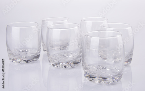 glass cup or empty glass mug on background.