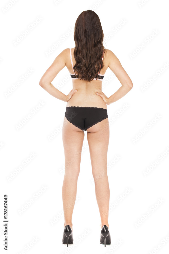 Full length portrait of young woman wearing black underwear Full length portrait of young woman wearing black underwear