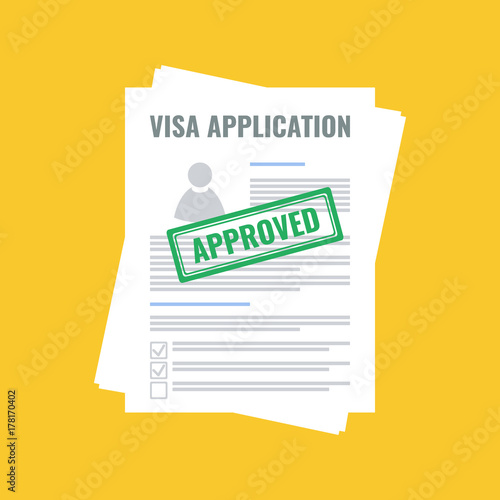 approved visa application, flat design
