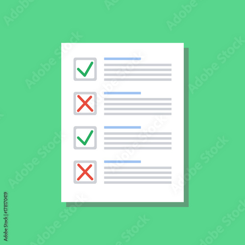 vote list with selected choice, flat design