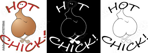 chicken / set of hot chicks / menu or business logo