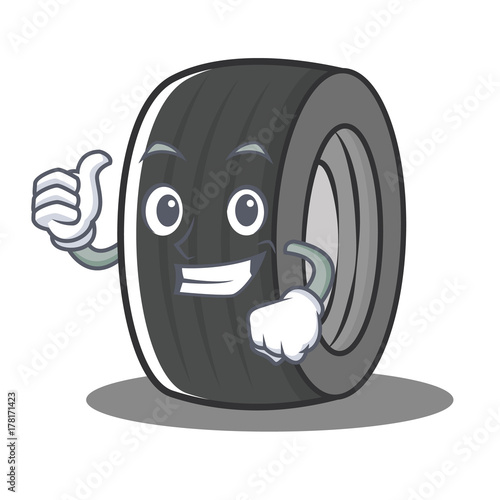 Thumbs up tire character cartoon style