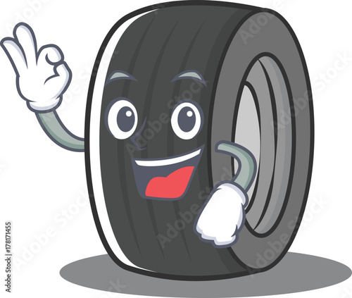 Okay tire character cartoon style
