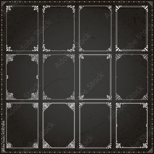 Decorative frames and borders rectangle proportions set 7