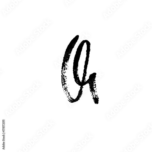 Hand painted letter Q. Dry brush modern lettering. Vector illustration.