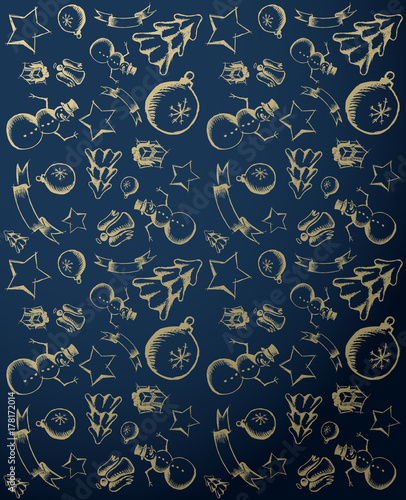 Hand draw Christmas icons seamless pattern.