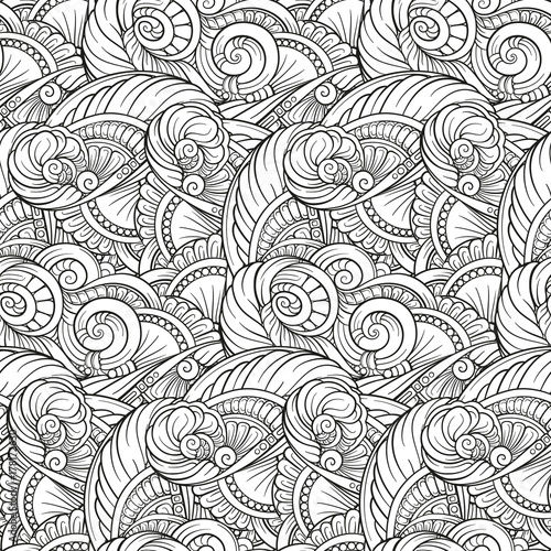 Vector abstract doodles black and white seamless pattern