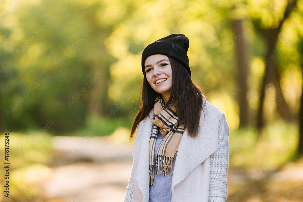 girl walks in beautiful autumn park girl walks in beautiful autumn park