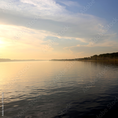 Volga river at sunset, Yaroslavl, Russia