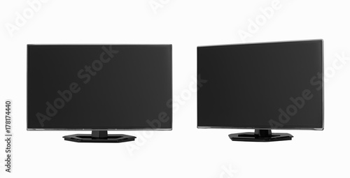TV in two angles on white background, isolated