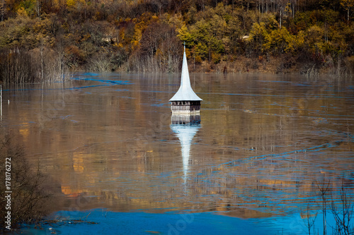 cyanide pollution at Geamana Lake near Rosia Montana, flooded village, ecological disaster photo