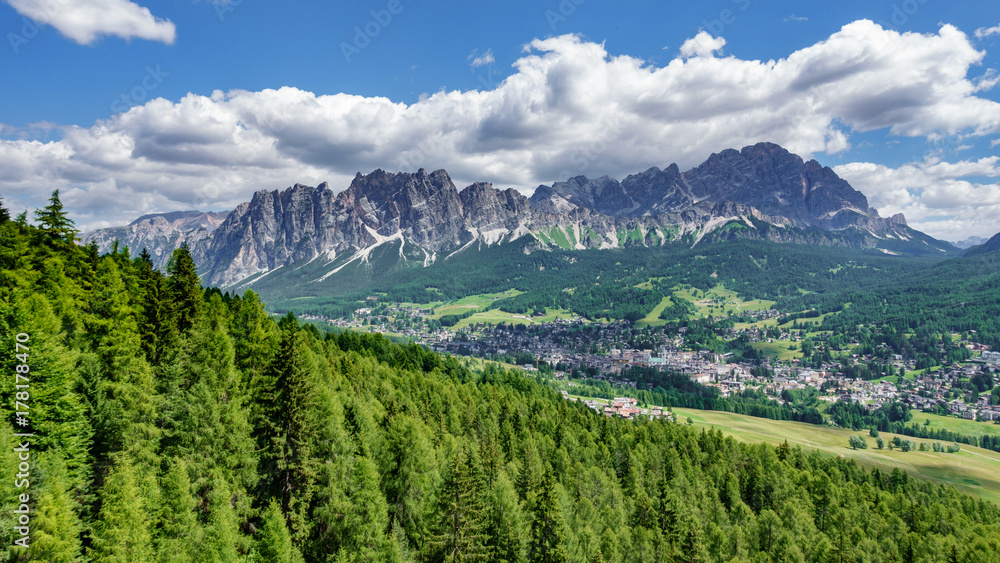 Cortina d Ampezzo and Dolomiti rocks