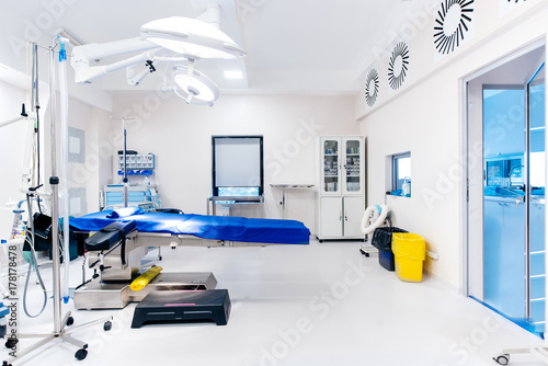 Surgery operating room  details of lamps and table in empty operating room. Healthcare concept