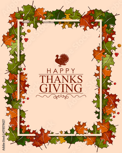 Happy Thanksgiving background with maple leaves
