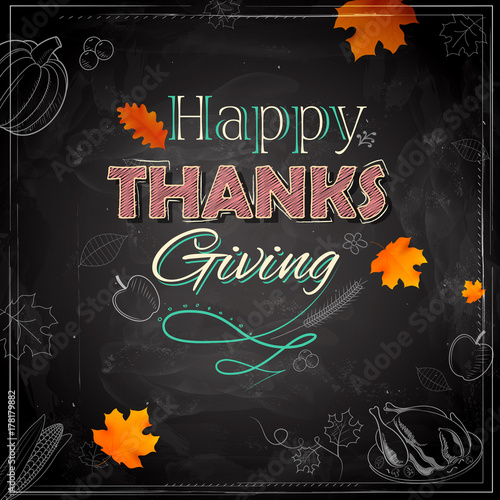 Happy Thanksgiving background with maple leaves