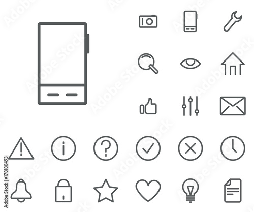 Phone icon in set on the white background. Universal linear icons to use in web and mobile app.