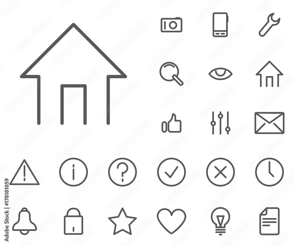 Home icon in set on the white background. Universal linear icons to use in web and mobile app.