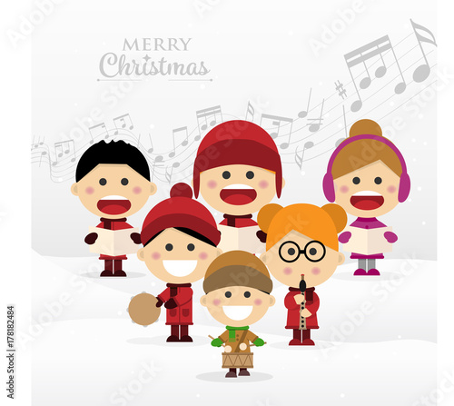 Group of children singing Christmas carols