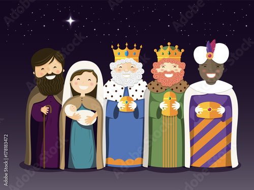 Three Kings and Holy Family on Epiphany day
