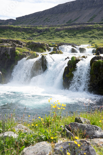 Landschaft am Dynjandi-Wasserfall  Westfjorde   Island