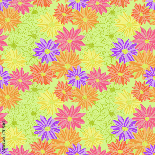 seamless color pattern with asters